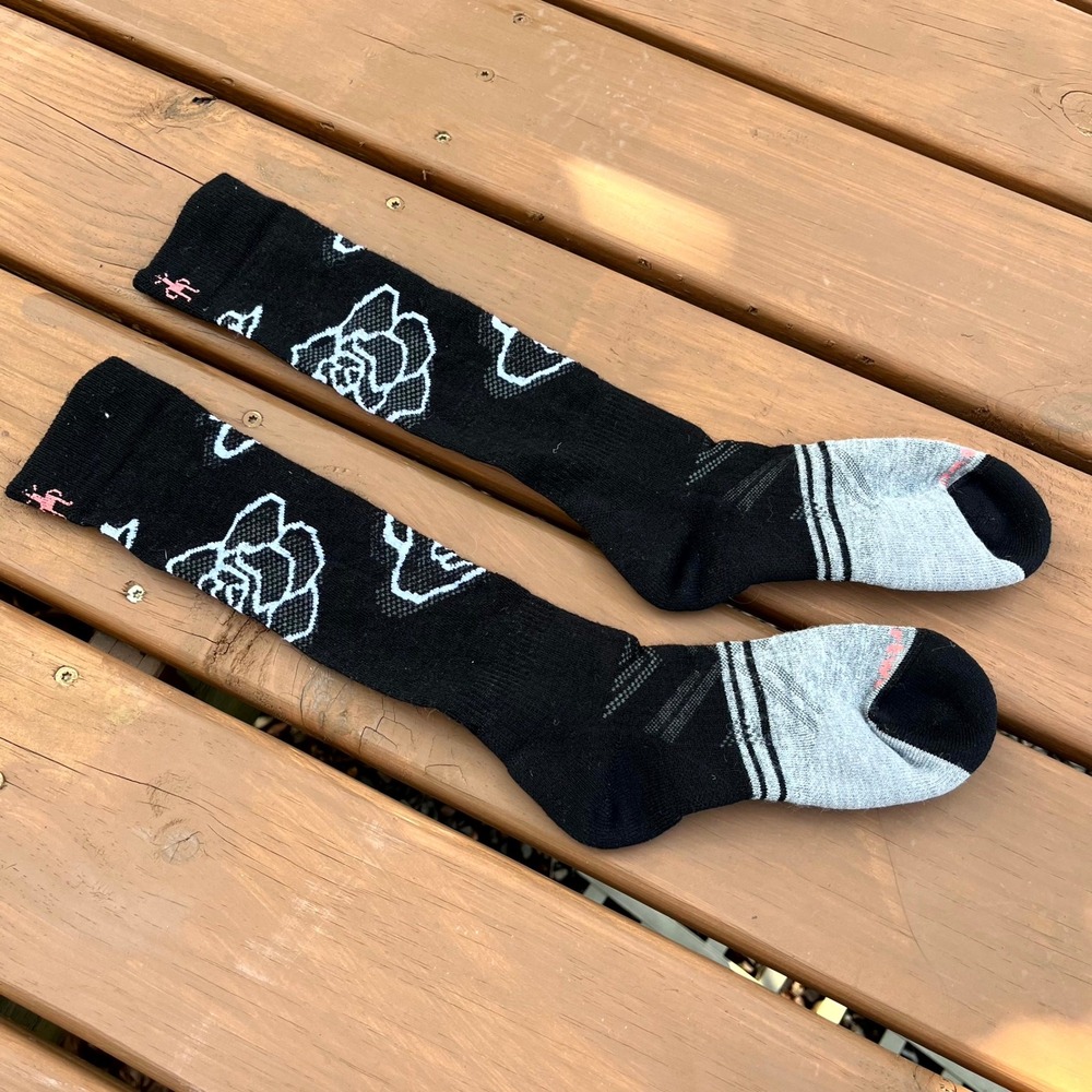 Smartwool Socks Black White Floral Merino Wool Womens Medium